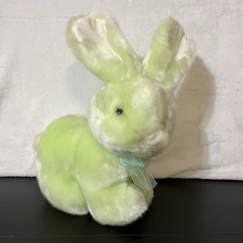 SKM Green Plush Easter Sitting Bunny Rabbit Stuffed Animal Amazingly SOFT
